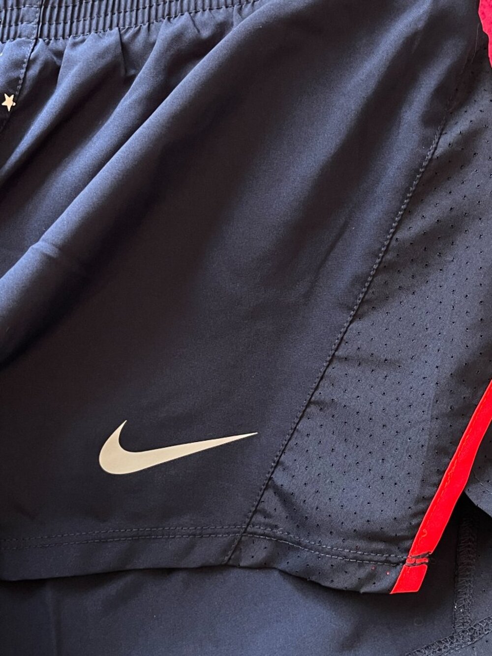 New Nike Shorts Blue White Starts Red Trim Patriotic Americana With Liner XS - Picture 3 of 7